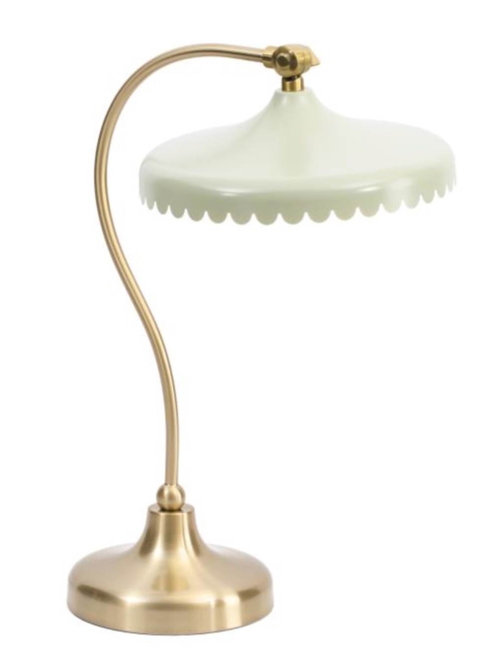 NIB 19in Metal Glass Scalloped Shade Table Lamp Light Green